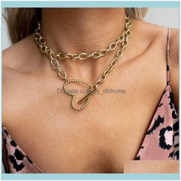 Chains Necklaces & Pendants Jewelrychains Women Heart Necklace Cross Large Love Multi-Layer Lady Fashion Jewellery Ins Style Choker Drop Deliv