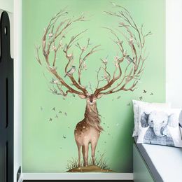 Nordic ins elk wall sticker for home self-adhesive warm stickers bedroom porch sofa background wall decor room decoration 210310