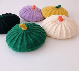 Wide braided children's knitted beret hat autumn and winter baby cute Woollen hat GC480