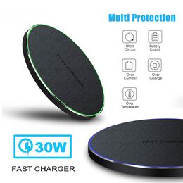 30W Quick Qi Wireless Charger For Samsung S20 S10 S9 Note 10 9 QC 3.0 Type C Fast Charge Pad