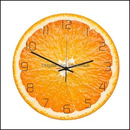 Clocks Décor & Garden Battery Operated 5 Colours Round Aessories Living Room Mute Sweep Office European Home Decor Acrylic Fruit Shape Wall C