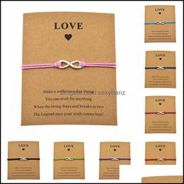 Charm Bracelets Jewellery Adjustable Make A Love Card Infinity For Women Men Friend Gift Friendship Drop Delivery 2021 K6Mpr