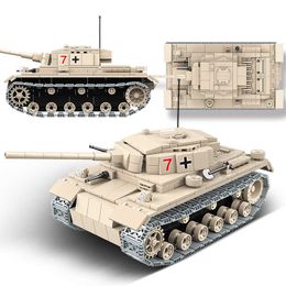 711PCS WW2 Military Heavy Panzer III German No.3 Tank Building Blocks City Soldier Army Series Police Bricks Children Toys Gifts Q0624