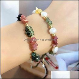 Charm Bracelets Jewellery Handmade Colorf Natural Tourmaline Bracelet Freshwater Pearl Amethyst Personalised Drop Delivery 2021 Gqiac