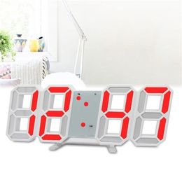Multi-function Digital Electronic Clock 3D LED Wall Desk Brightness Adjustable Snooze Alarm Clock 12/24 Hour Temperature Date Y200109