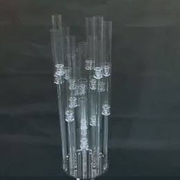 Wholesale Creative acrylic Cylinder Crystal Unique Wedding Candlesticks For Dining Table hurricane candleholder candle stick holder set senyu596