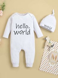 Baby Slogan Graphic Jumpsuit With Hat SHE