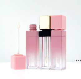 Pink Gold 10ML Lip Gloss Bottle Containers Empty Square Lip-Gloss Tube Makeup Lip-Oil Container Plastic Tubes RRD11425