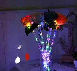 Luminous LED Lights Stick Rose Bouquet Tiktok Artificial Flower Wedding Valentine's Day Propose Party Decor Gift Fake Roses for Lovers G61NHL0