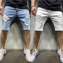 vendita di nave libera pantaloncini strappati in Europa e in America Jeans da uomo FJN060a Pantaloni skinny bianchi trend Uomo Jean bel regalo darti