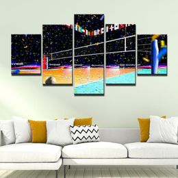 Other Home Decor 5 Pieces Volleyball Court Canvas Pictures Painting Poster For Living Room Modern HD Printed Wall Art Frame