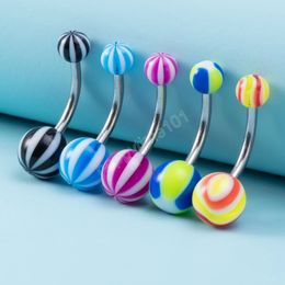Candy Colours Belly Button Ring Acrylic Navel Bar Piercing Stud Stainless Steel Barbell Nombril for Women Body Jewellery