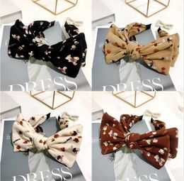 Fashion Designer Womens Little Bear Cartoon Printing Headband Cute Women Outdoor All-match Bowknot Wide Edge Hairband Hairhoop Cloth Fabric Headwears Accessories