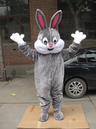 Halloween Gray rabbit Mascot Costume High Quality Cartoon Plush Animal Anime theme character Adult Size Christmas Carnival fancy dress