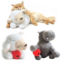 Cute Animal Shape Heartbeat Puppy Behavioural Training Toy Plush Pet Comfortable Snuggle Anxiety Relief Sleep Aid Doll Durable Do 210312