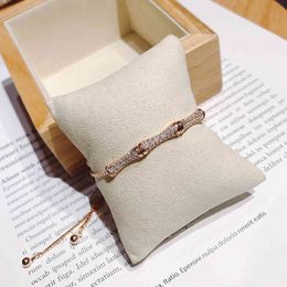 Korean Bamboo Full Diamond Gold-plated Pull Bracelet Women's Simple Personality Size Adjustable Hand Decoration Ins Minority Design