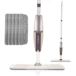 Hand Free Spray Mop Floor House Cleaning Tools Mop For Wash Floor Lazy Flat Floor Cleaner Mop With Replacement Microfiber Pads 210317