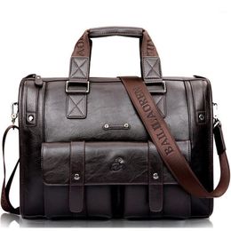 Briefcases 2021 Men Leather Black Briefcase Business Handbag Messenger Bags Male Vintage Shoulder Bag Men's Large Laptop Travel