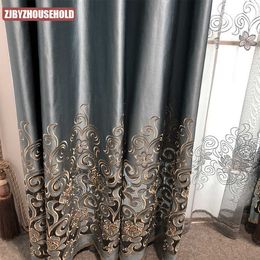 High-Precision Hollow Out Embroidery Curtain for Living Room Bedroom High-End European Style Curtain 210712