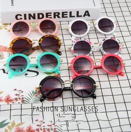 Kids Round Vintage sunglasses Boys Sport Shade Sun Glass Girl Flower Print Eyewear Fashion Children Summer Beach Sunblock Accessorie#202188