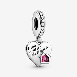 New Arrival 100% 925 Sterling Silver Love My Home Heart Dangle Charm Fit Original European Charm Bracelet Fashion Jewelry Accessories