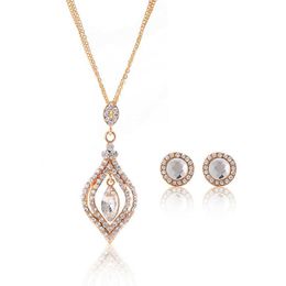 Jewelry Sets Luxury designer Bracelet Gold Silver Color Bridal Set Necklace Earrings For Women Engagement Romantic Style Water Drop Shape Au