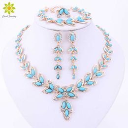 Fashion Jewelry Sets For Women Tree Leaf Earrings Necklace Gold/Silver Plated Classic Pendant Wedding Dress Accessories H1022