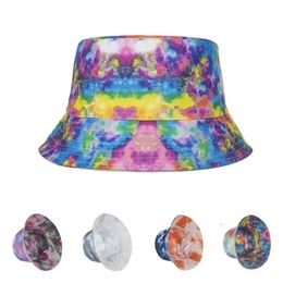 Cotton tie dyed fisherman hat double-sided sunscreen Bucket Cap large anti ultraviolet Home Party Hats T2I52479
