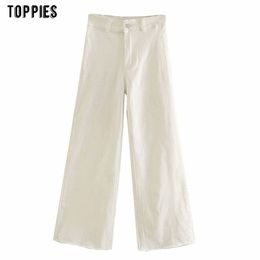 Toppies Woman Pants Loose Wide Leg Denim High Waist Jeans Plus Size Trousers Female Streetwear Q0801