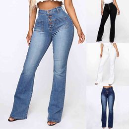 Women Jeans Spring Autumn Women's High Waist Stretch Hip Slim Fit Skinny Pencil Pants Denim Trousers 211129