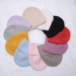 Autumn winter solid Colour real cashmere beanies for woman cashmere unisex Warm knitted hat