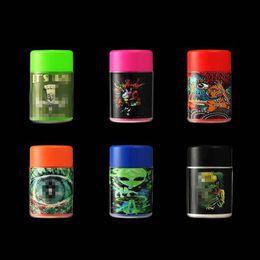 Latest Smoking Colourful Portable Electronic LED Lighting Magnifier Herb Tobacco Spice Miller Seal Storage Jars Container Bottle Smoking Stash Case