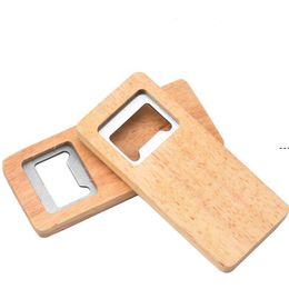 NEWStock Wood Beer Bottle Opener Stainless Steel with Square Wooden Handle Openers Bar Kitchen Accessories Party Gift RRE11713