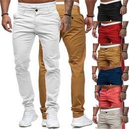 Marginag Casual Men Pants Cotton Slim Pant Straight Trousers Fashion Business Solid Colour Khaki Black Pants Men Street Wear 210723