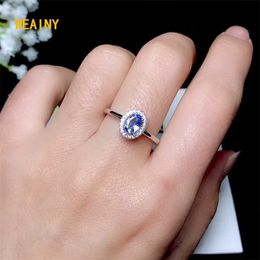 Oval Cut 6*4mm Natural Tanzanite Gemstone Ring Solid 925 Sterling Silver Rings For WomenWedding Engagement Band Fine Jewellery 211217