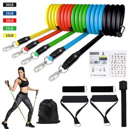 Set Resistance Bands Exercise Bands with Door Anchor Legs Ankle Straps for Resistance Training Physical Therapy Home Workouts C0223