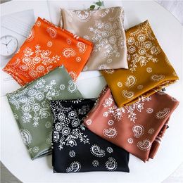 Cashew Flowers Silk Square Scarf Handkerchief Neck Hair Tie Band Bag Warp Neckerchief Hijab Headscarf Female Foulard 70*70cm Luxury