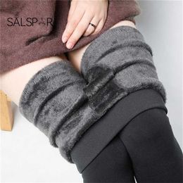 SALSPOR Warm Thick Leggings High Waist Winter Velvet Legging Women Fashion Solid Large Size Leggings Female Pants Trousers 211108