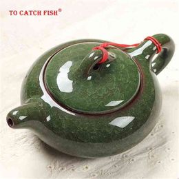 Chinese Traditional Ice crack glaze Tea pot, Elegant Design Sets Service , China Red teapot Creative Gifts 210621