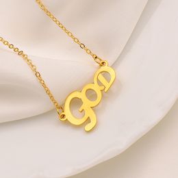 Fashion Pendant Letter god group 18k Yellow gold Filled Chain Necklace g o d LARGE Korea nymph student Clavicle