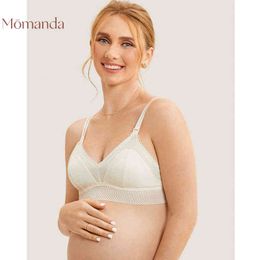 MOMANDA Lace Breastfeeding Maternity Nursing Bras For Pregnant Women Lightly Padded Wireless Bralette Pregnancy Underwear 211217