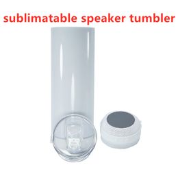 20oz white blank sublimation speaker tumblers wireless tumbler with sounds light waterproof stainless steel vaccum insulated cup match leakproof lid
