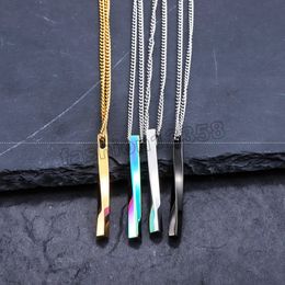 Simple Design Irregular Stick Pendant Bar Stainless Steel Hip Hop Necklace Men Link Chain Geometric