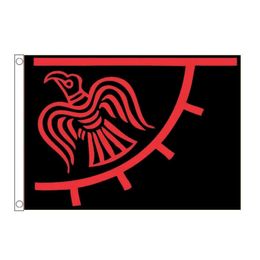 Viking Raven Flag Black And Red Flag 3x5 FT Firefighter Banner 90x150cm Festival Gift 100D Polyester Indoor Outdoor Printed Flag