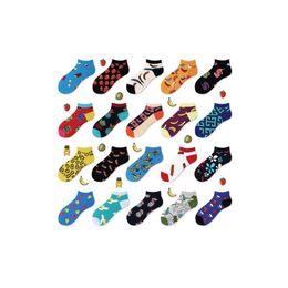 Men's Socks Colourful Sport Ankle Fashion Brand Boat Cartoon Fruit Design Creative Candy Colour Customised