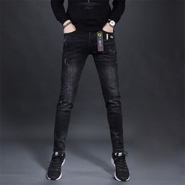 Mens High Quality Stretch Black Denim Jeans,Scratches Designed Slim-fit Nobility Fashion Jeans Pants,Classic&Stylish; 211111