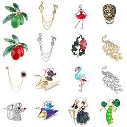 Pins, Brooches Crystal Shinning Brooch Olives Mouse Peas Rhinestones Ballerina Dancing Girl Pin Jewelry Decoration Broches Fashion