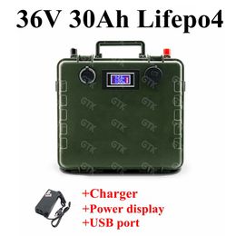 36V 30Ah Lifepo4 Lithium Rechargeable Battery Pack with BMS for RV Robots Solar energy system E Scooter motorcycle+5A Charger