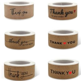 120pcs Roll Thank You Paper Adhesive Stickers Handmade Label Business Gift Box Baking Envelope Bag Decor