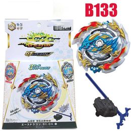 Burst B-133 Spinning Top with Launcher & 3 Gyro Caps Metal Fusion Ggyroscope Starter Battle Fight Toys for Children Boys Gifts X0528